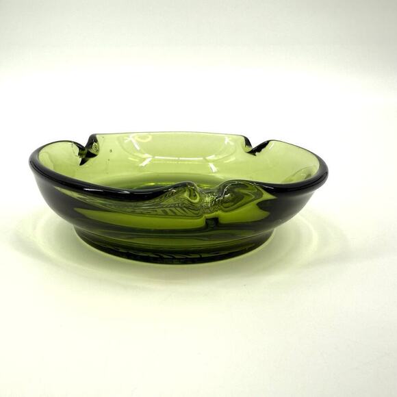 MCM Green Glass Ashtray “Accentuate the Positive” Mr. in Between Retro 1970s Mod - Picture 4 of 6